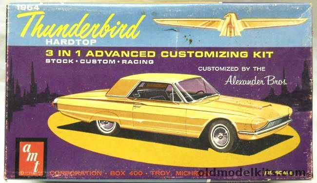 AMT 1/25 1964 Ford Thunderbird Hardtop 3 in 1 - Stock / Custom / Racing, 6224-200 plastic model kit